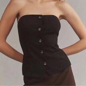 Anthropologie Black Strapless Button Up Vest